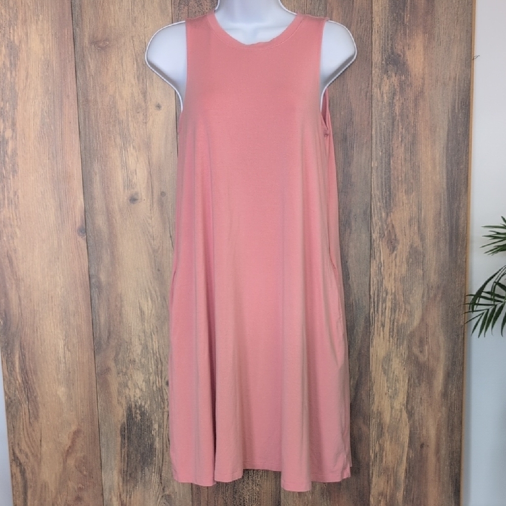 Time & Tru Blush Pink Sleeveless Tee Midi Sundress S